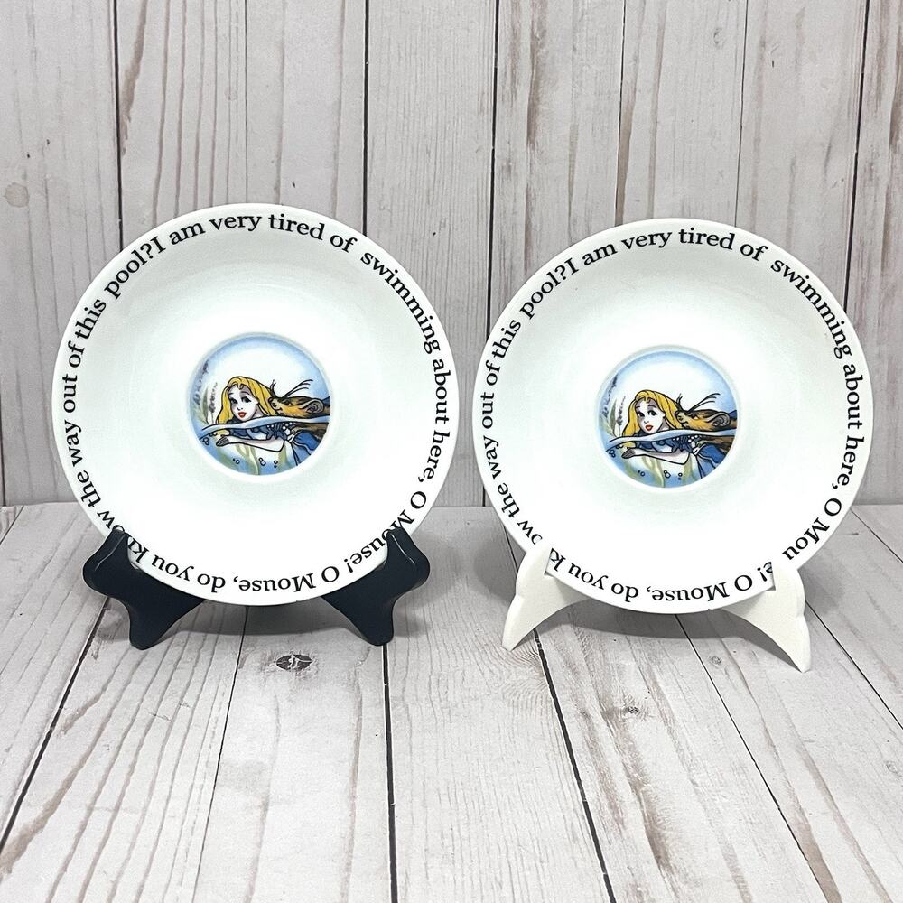Alice In Wonderland Saucers "Swimming" By Paul Cardew 6" Set of 2